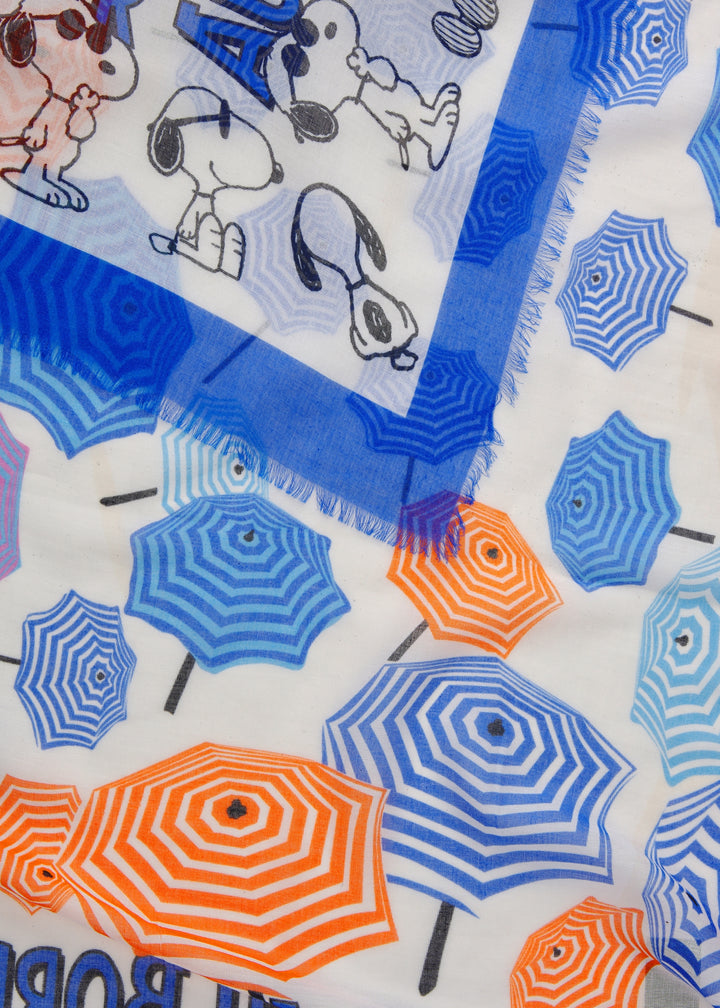 PRINTED SQUARE COTTON SNOOPY UMBRELLA MIX WITH QUOTE blau-110X110CM, blau BLU2 Bild 3