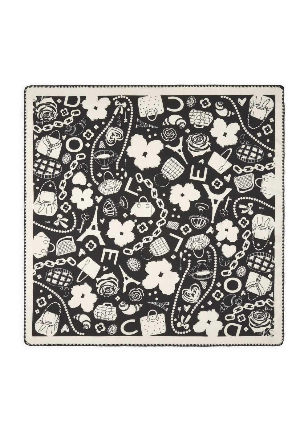PRINTED SQUARE POLYESTER TWILL MIXED PATTERN schwarz-120X120CM, schwarz BLK2 Bild 2