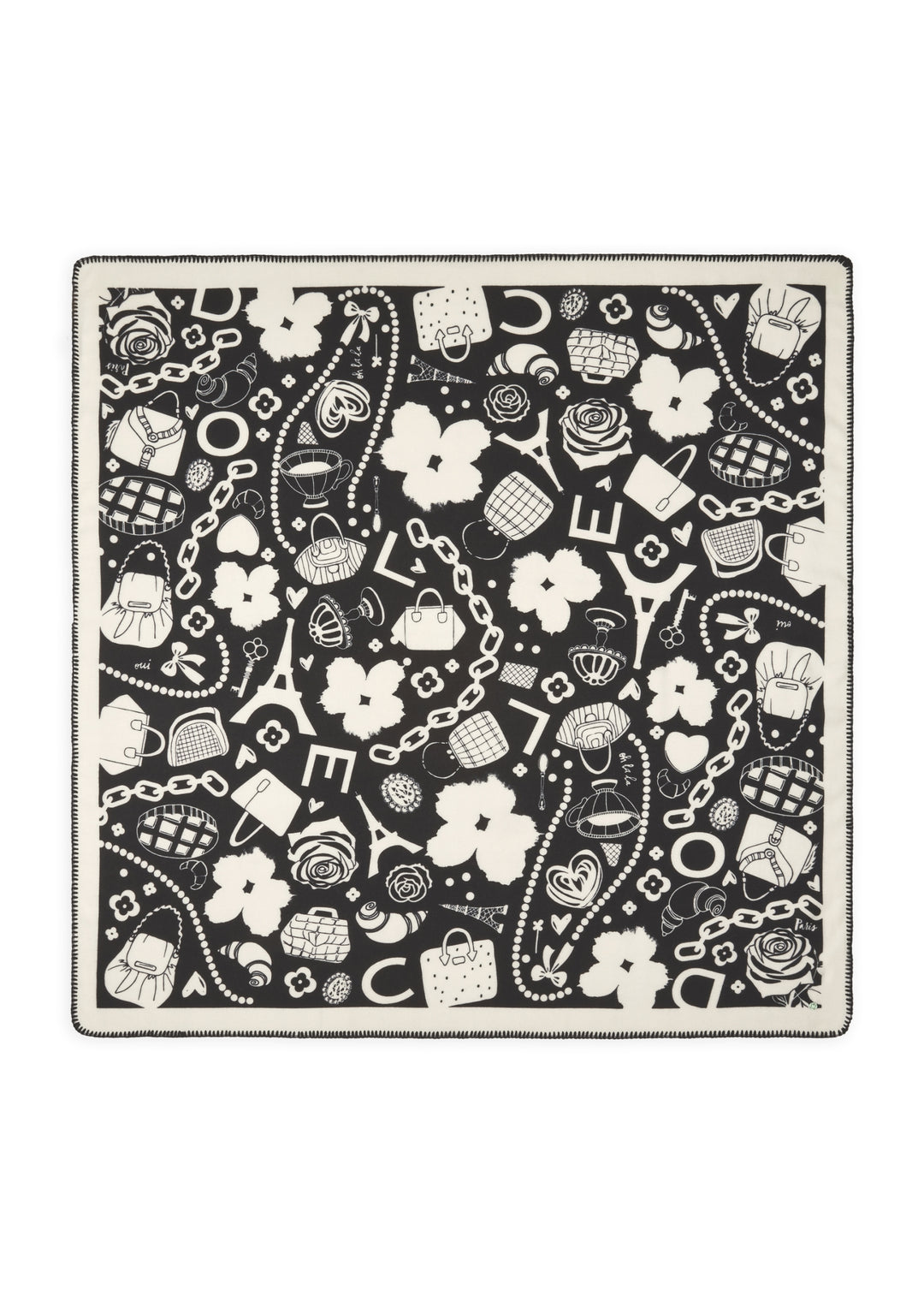 PRINTED SQUARE POLYESTER TWILL MIXED PATTERN schwarz-120X120CM, schwarz BLK2 Bild 2