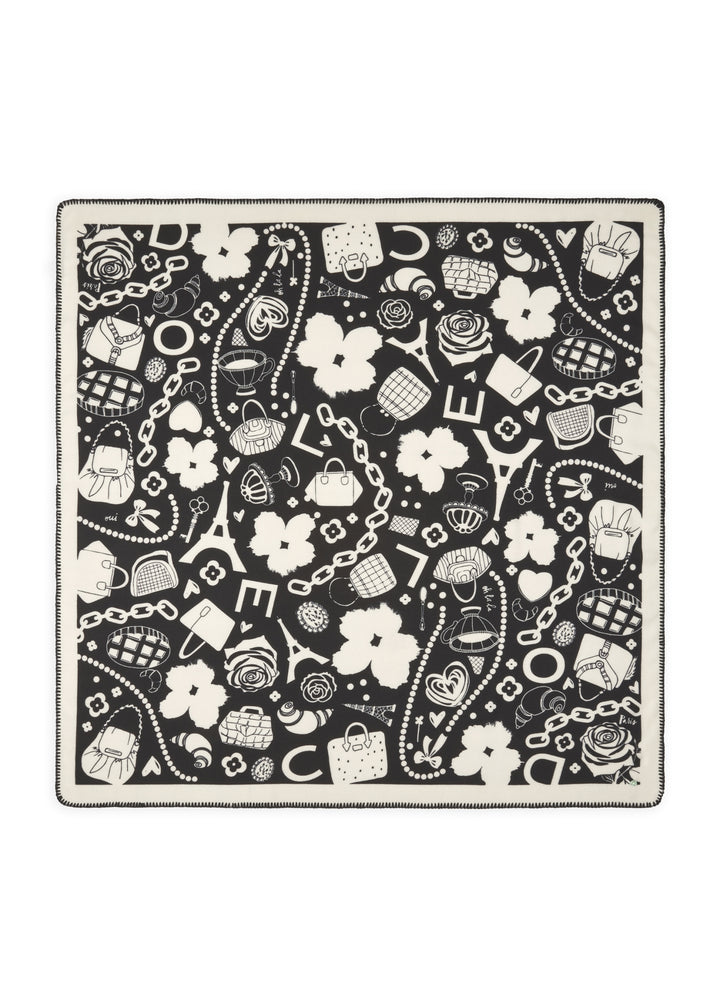 PRINTED SQUARE POLYESTER TWILL MIXED PATTERN schwarz-120X120CM, schwarz BLK2 Bild 2