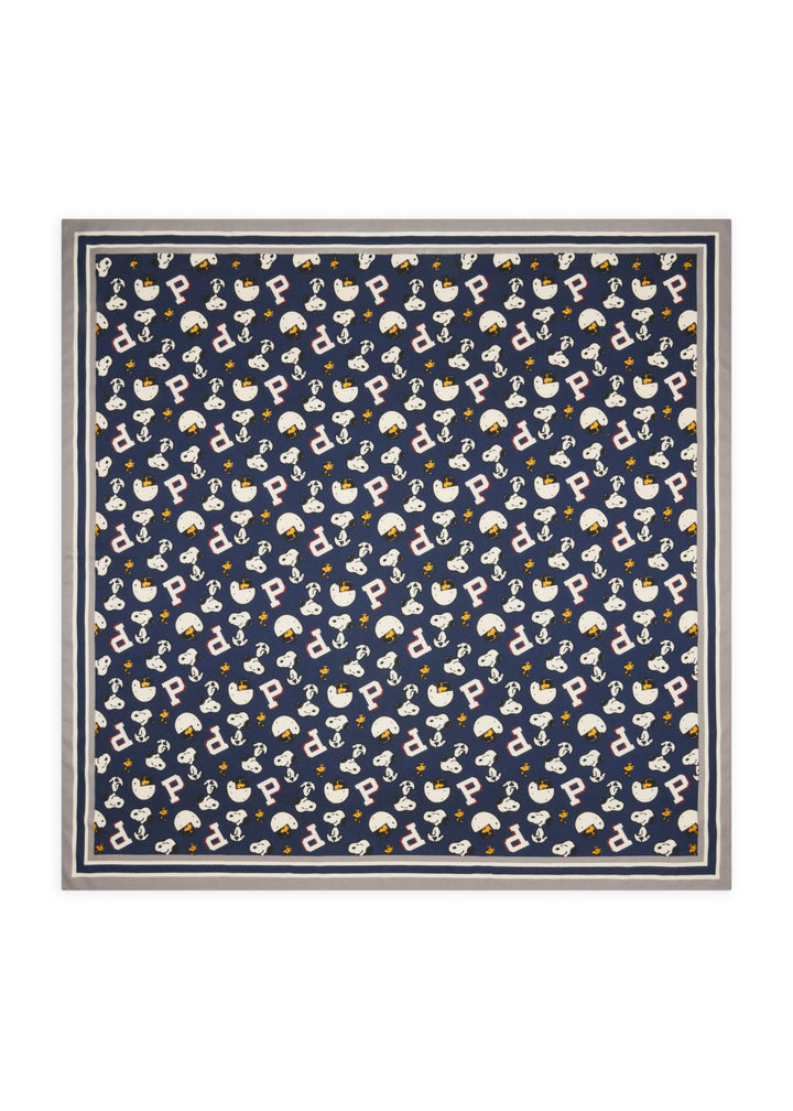 PRINTED SQUARE POLYESTER TWILL SNOOPY WOODSTOCK blau-120X120CM, blau BLU3 Bild 2