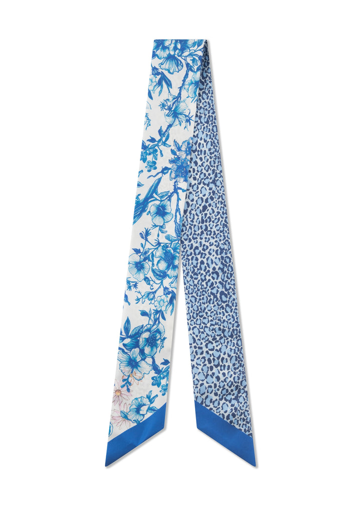 PRINTED TWILLY SILK FLOWERS LEO  blau-5X86,5CM, blau BLU2 Bild 1