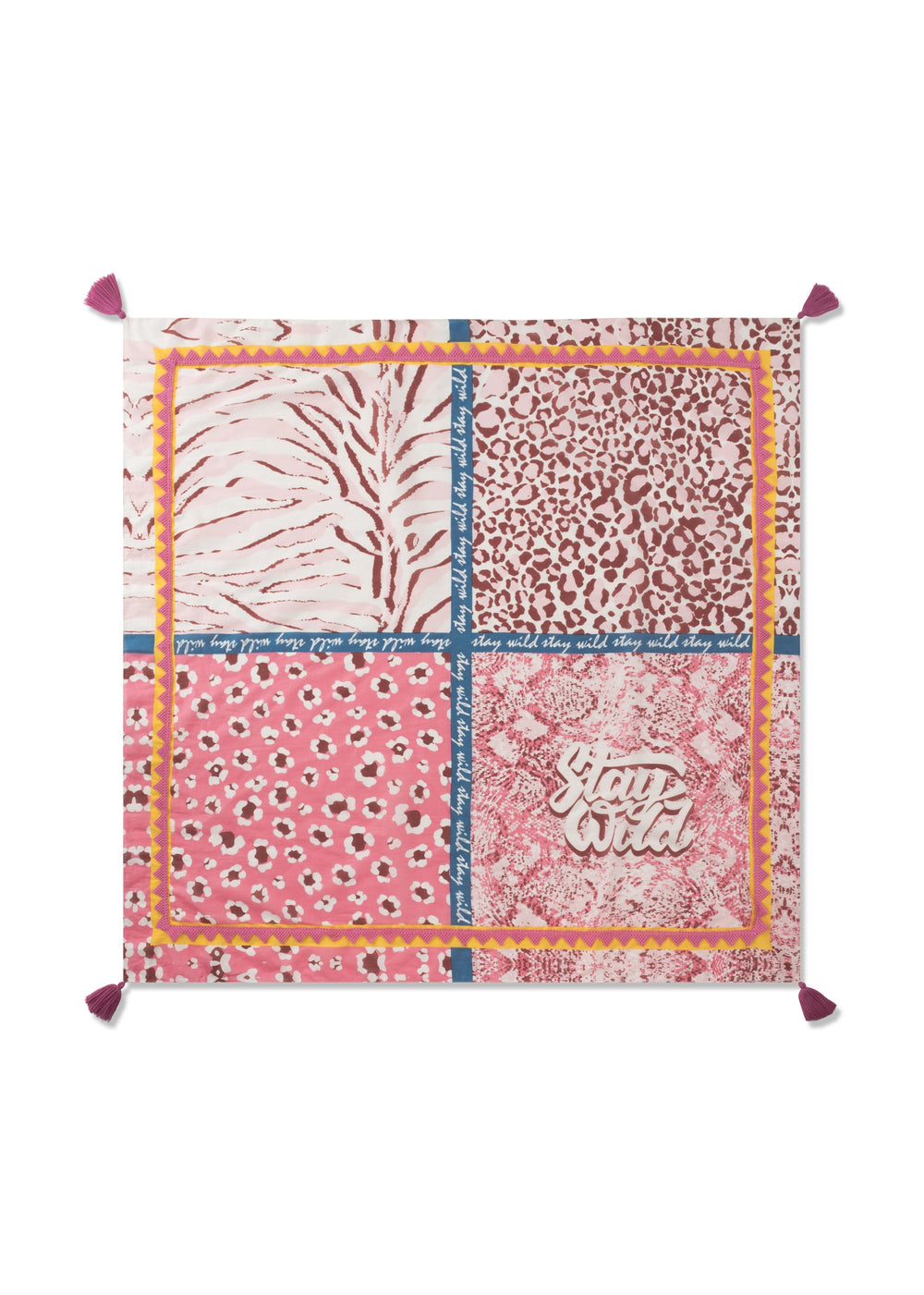 SQUARE ORGANIC COTTON ANIMAL PRINT MIX pink-100X100CM, pink PIN2 Bild 2