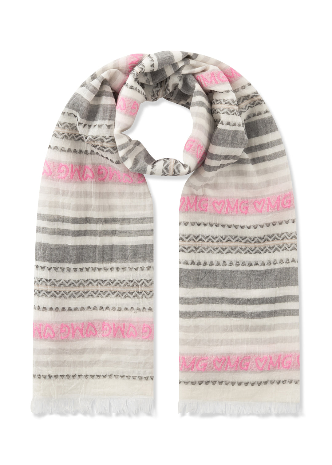 WOVEN SCARF COTTON MIX STRIPES OMG grau-70X180CM, grau GRY2 Bild 1