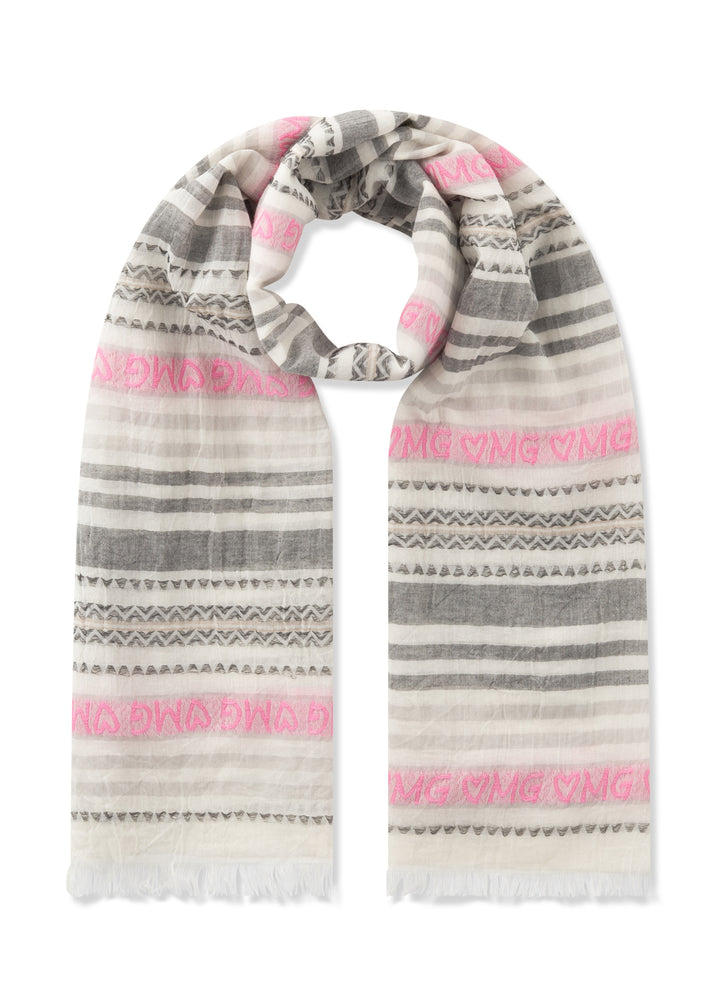 WOVEN SCARF COTTON MIX STRIPES OMG grau-70X180CM, grau GRY2 Bild 1