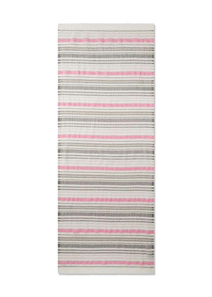 WOVEN SCARF COTTON MIX STRIPES OMG grau-70X180CM, grau GRY2 Bild 2