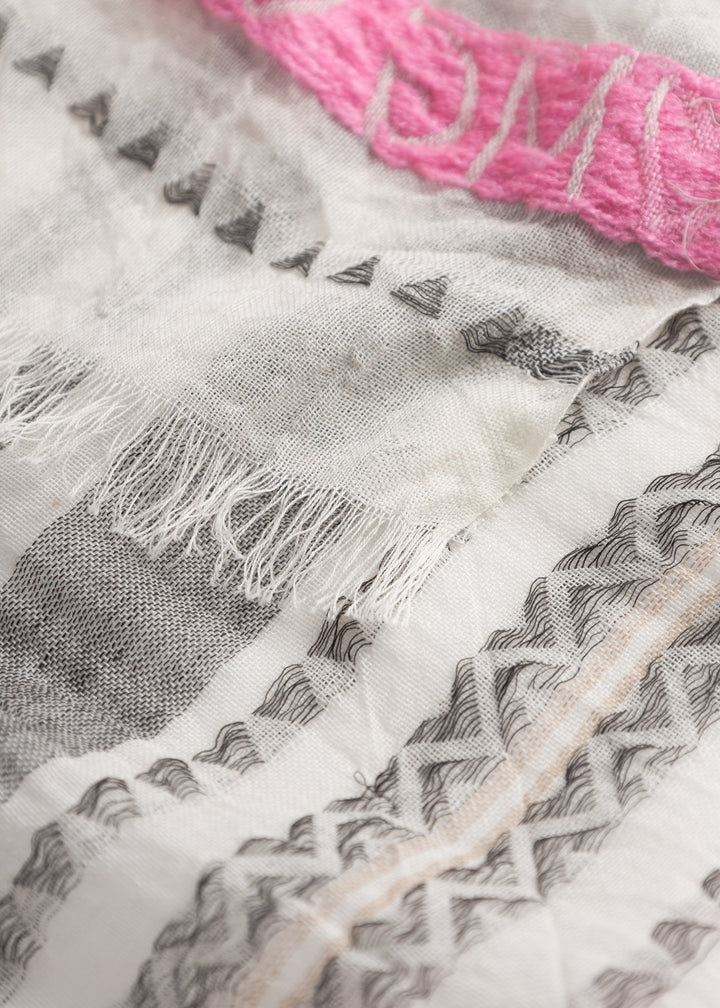 WOVEN SCARF COTTON MIX STRIPES OMG grau-70X180CM, grau GRY2 Bild 3
