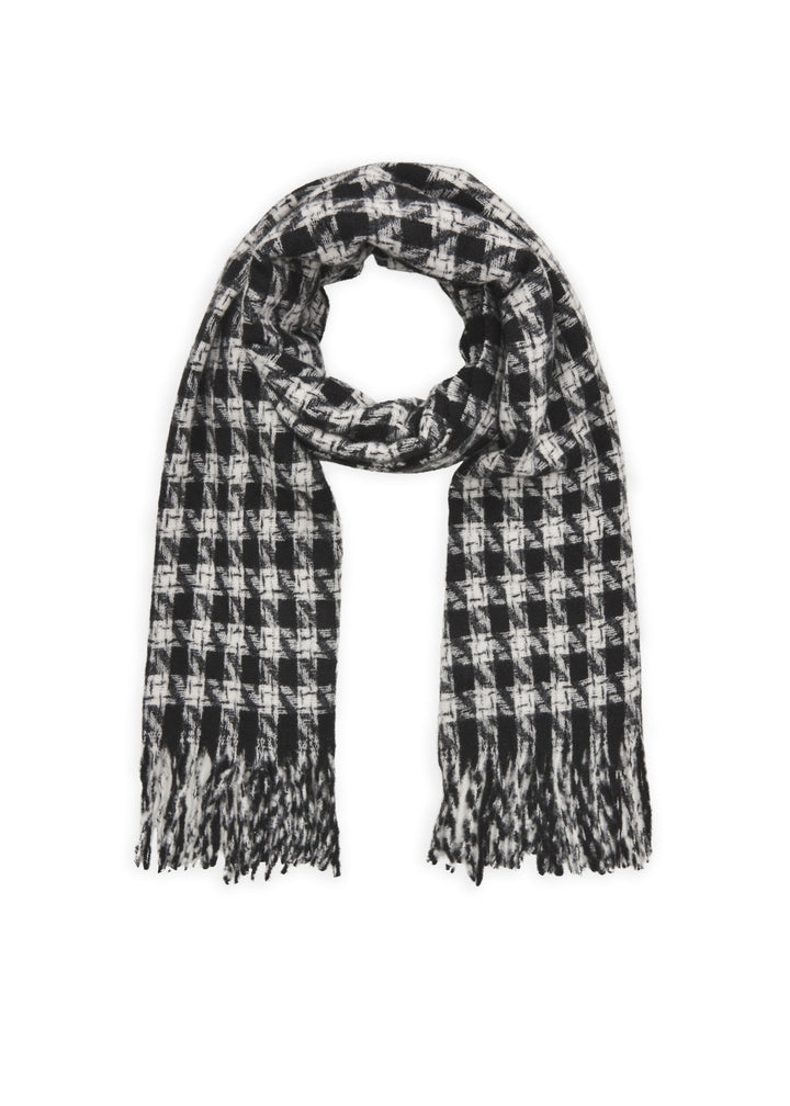 WOVEN SCARF HOUNDSTOOTH WITH FRINGES schwarz-65X180CM, schwarz BLK2 Bild 1