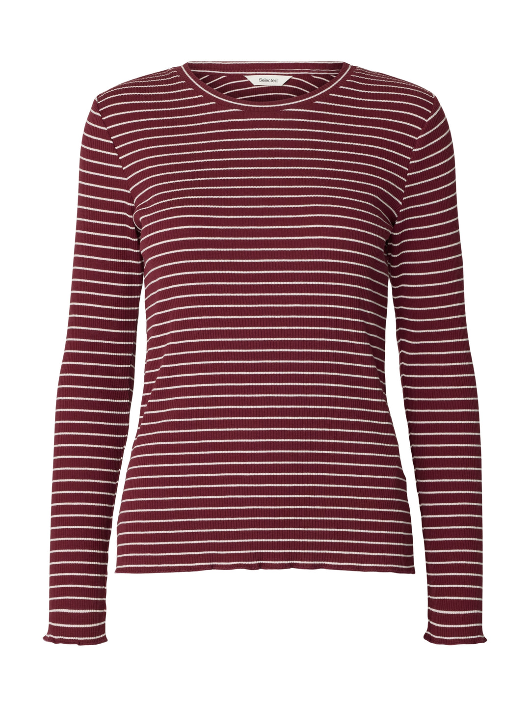 SLWANNA LS CREW NECK TEE STR NOOS, Tawny Port/W SNOW WHITE STRIPES - T 198345009 Bild 1