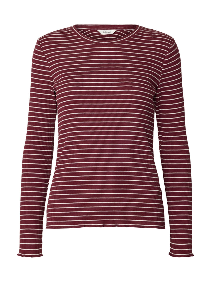 SLWANNA LS CREW NECK TEE STR NOOS, Tawny Port/W SNOW WHITE STRIPES - T 198345009 Bild 1