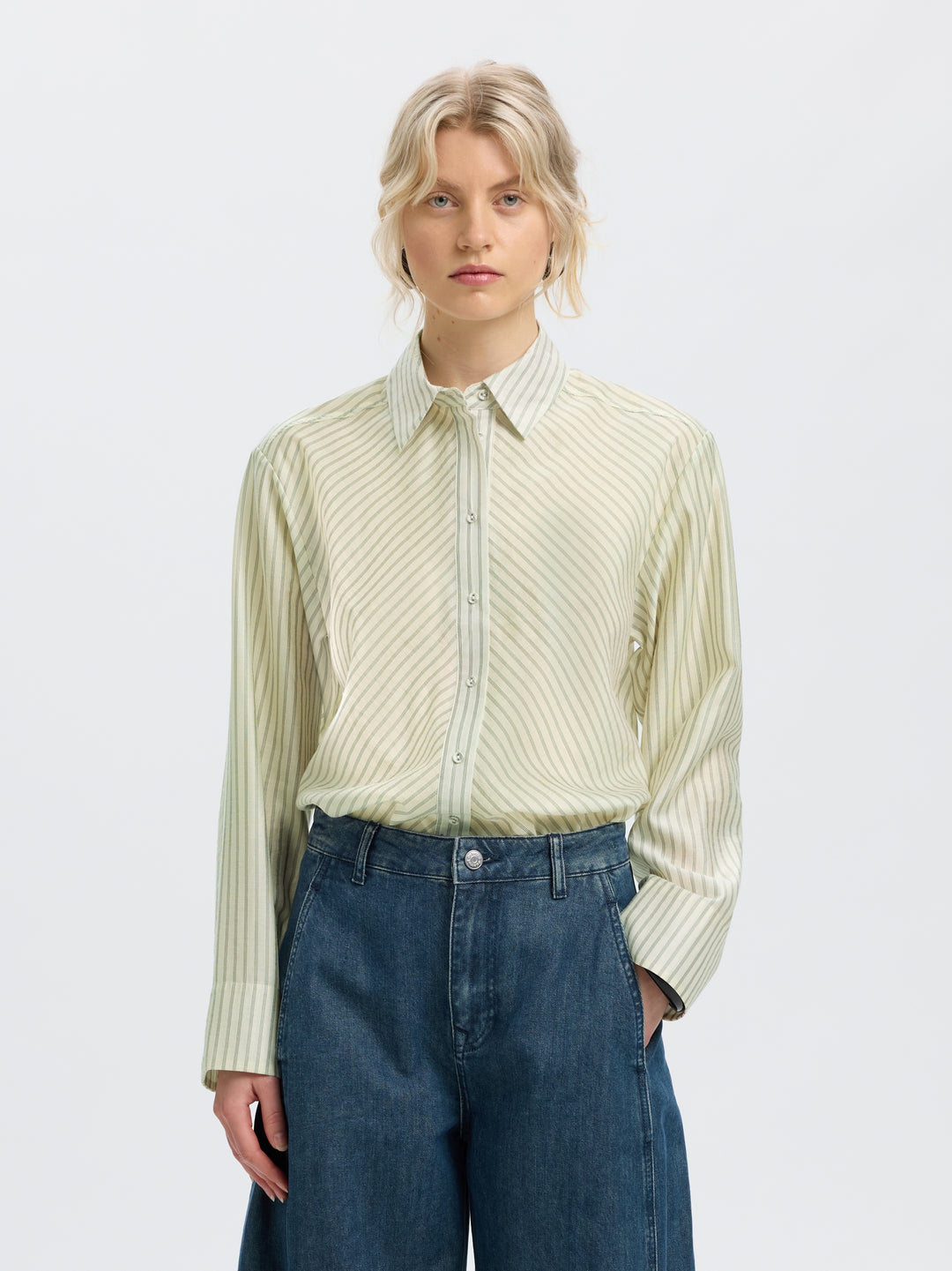 SLWCONNIE LS RELAXED SHIRT, Egret/STRIPE 178372001 Bild 2