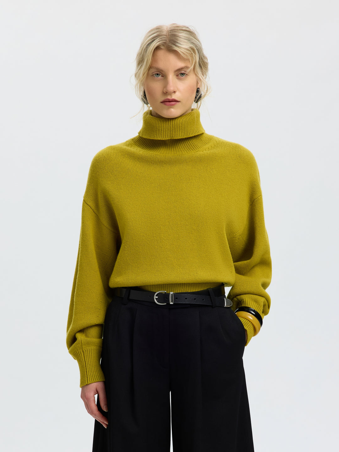 SLWELLIE LS KNIT ROLL NECK, Avocado Oil 306985 Bild 2