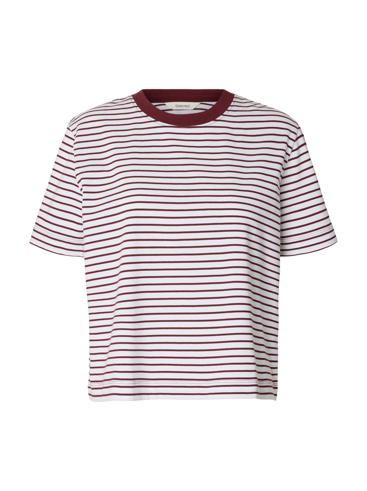 SLWESSENTIAL SS STRIPED BOXY TEE NO, Tawny Port/BRIGHT WHITE - THIN 198345010 Bild 1