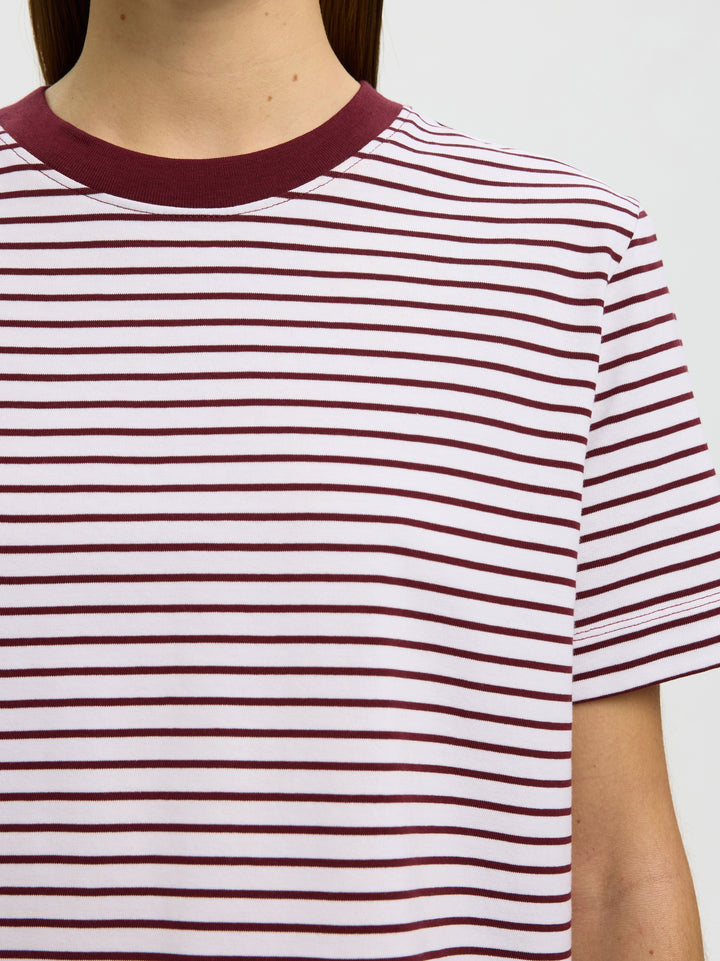 SLWESSENTIAL SS STRIPED BOXY TEE NO, Tawny Port/BRIGHT WHITE - THIN 198345010 Bild 3