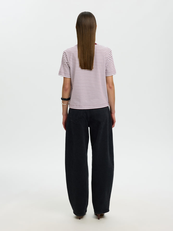 SLWESSENTIAL SS STRIPED BOXY TEE NO, Tawny Port/BRIGHT WHITE - THIN 198345010 Bild 4