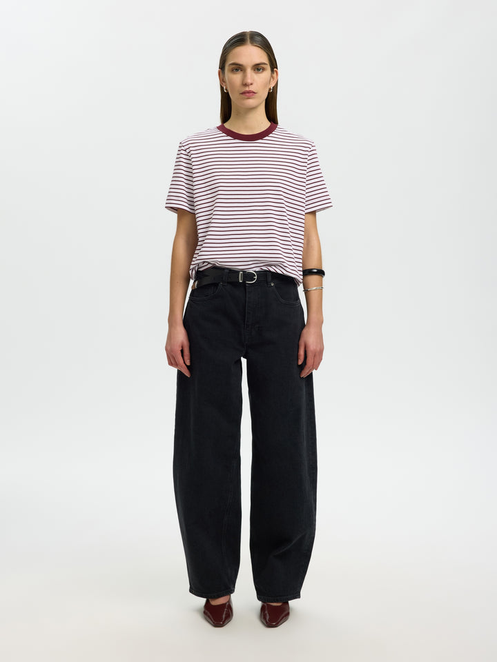 SLWESSENTIAL SS STRIPED BOXY TEE NO, Tawny Port/BRIGHT WHITE - THIN 198345010 Bild 6