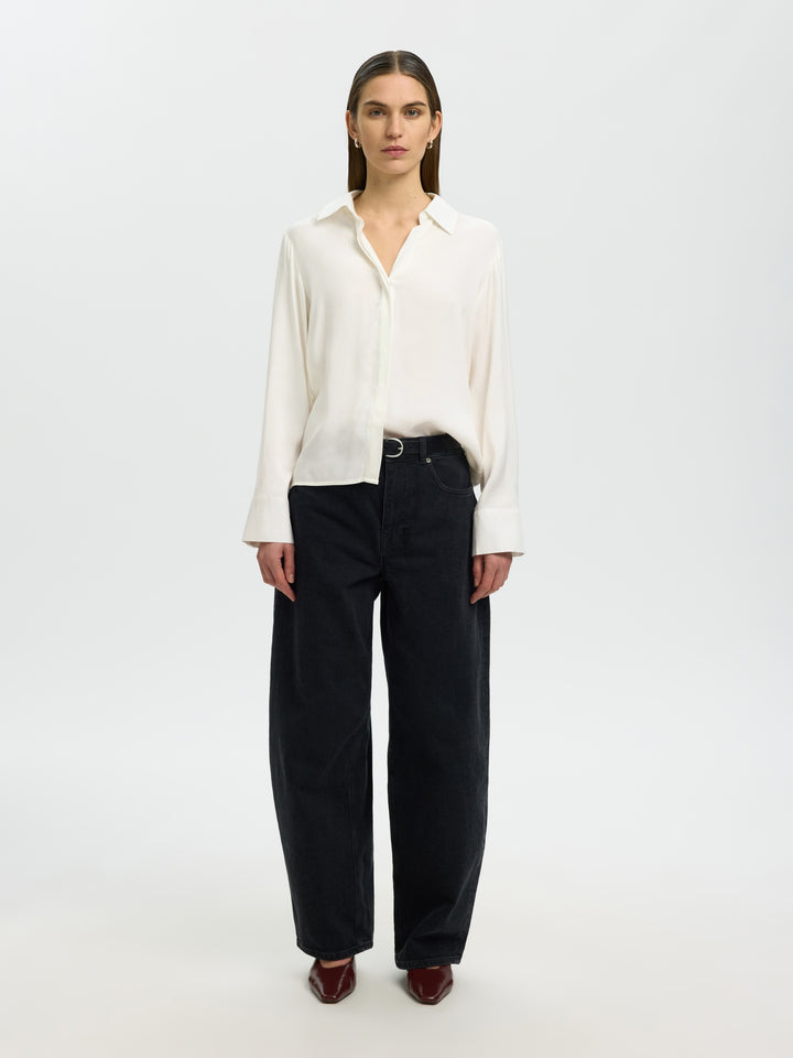 SLWJONNA REG LS OPEN COLLAR SHIRT N, Egret 178372 Bild 4