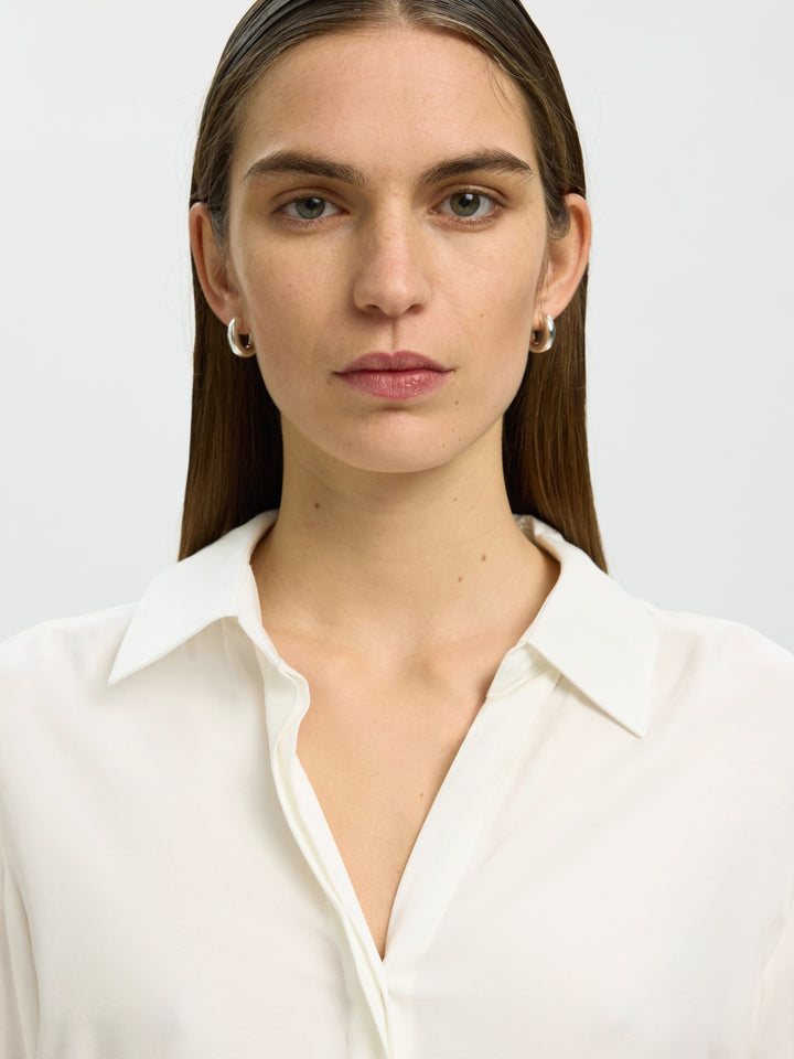 SLWJONNA REG LS OPEN COLLAR SHIRT N, Egret 178372 Bild 5