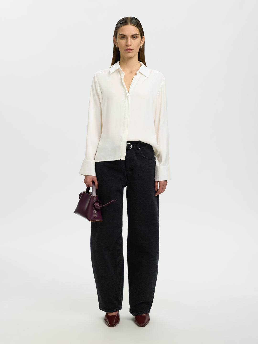 SLWJONNA REG LS OPEN COLLAR SHIRT N, Egret 178372 Bild 6