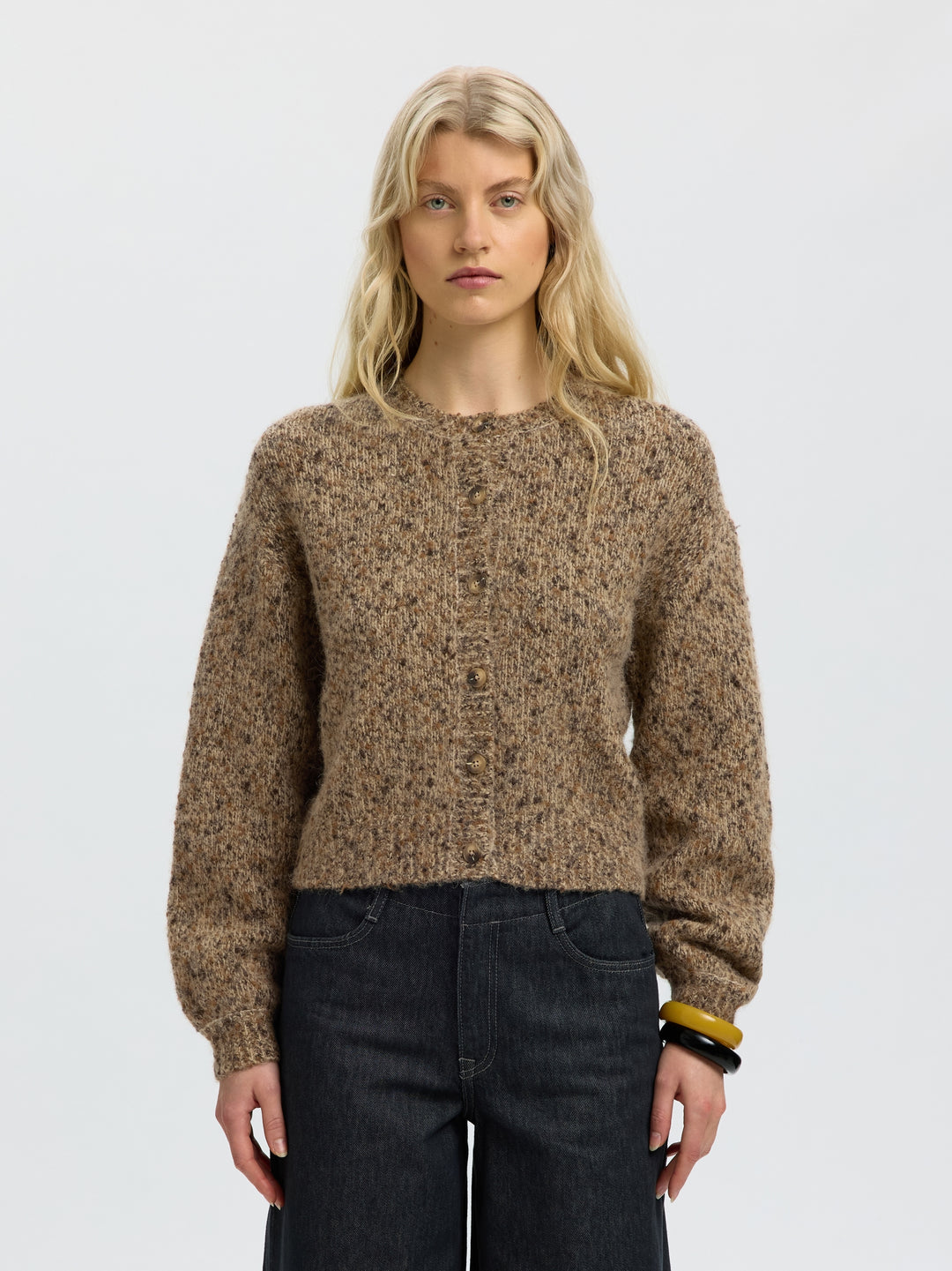 SLWKAT LS KNIT SHORT CARDIGAN, Travertine/Delicioso and Toffee 271795002 Bild 2