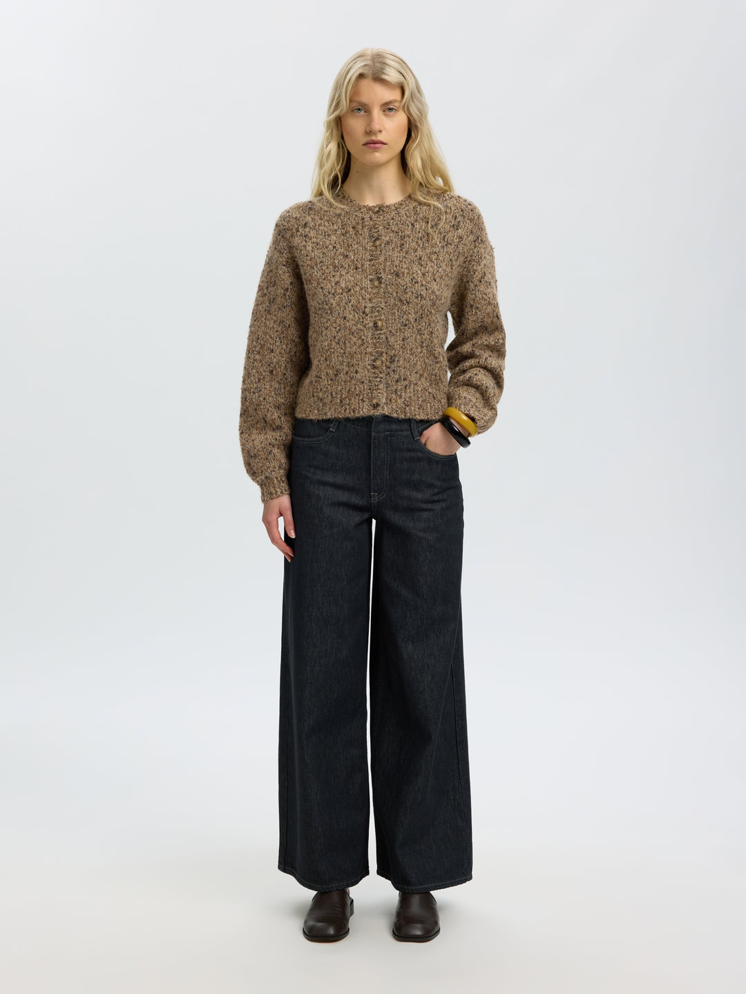 SLWKAT LS KNIT SHORT CARDIGAN, Travertine/Delicioso and Toffee 271795002 Bild 3