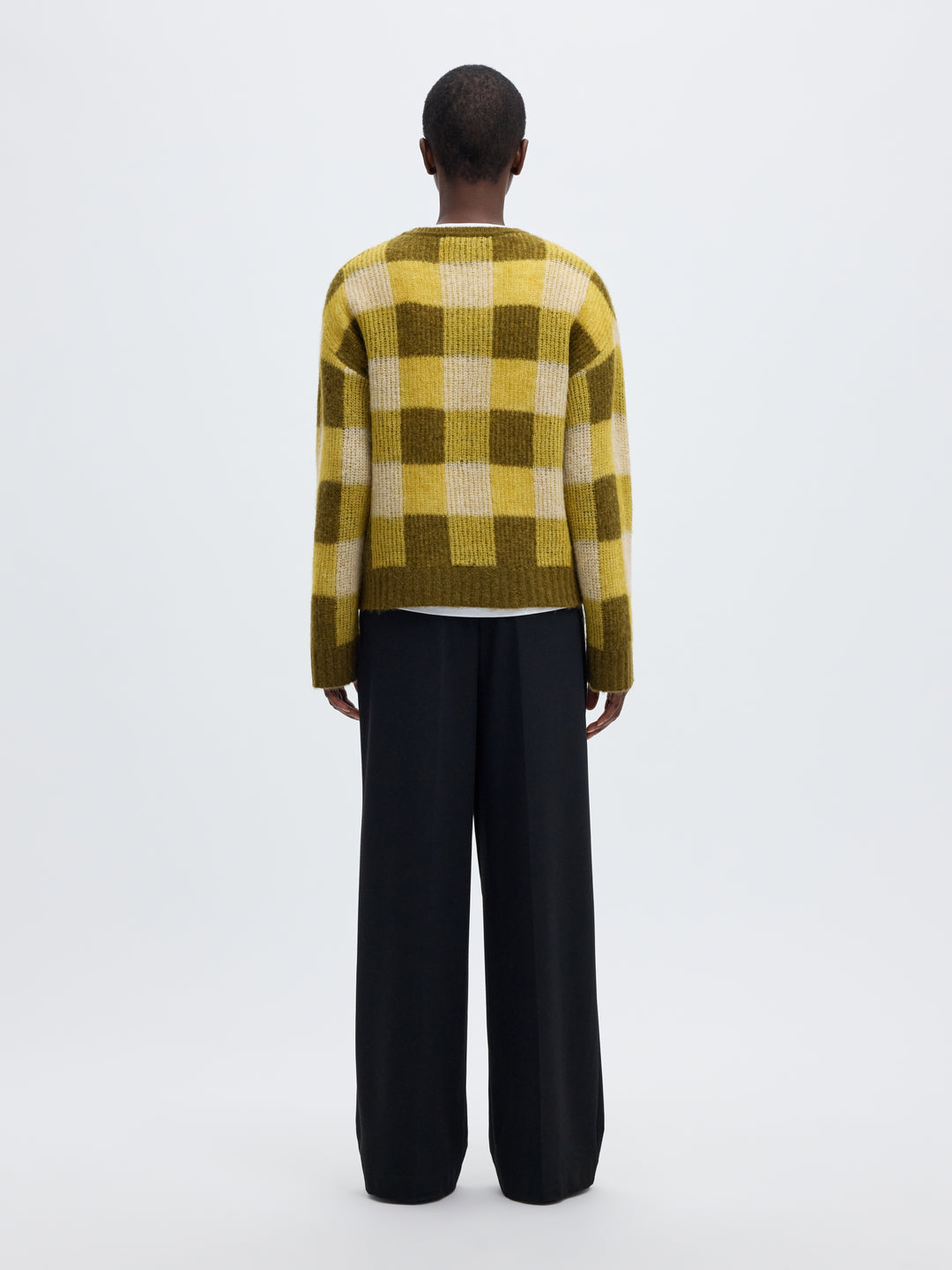 SLWLULU LOOSE LS CHECK KNIT O-NECK, Avocado Oil/Fir Green and Birch 306985002 Bild 4