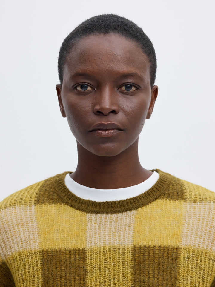 SLWLULU LOOSE LS CHECK KNIT O-NECK, Avocado Oil/Fir Green and Birch 306985002 Bild 6
