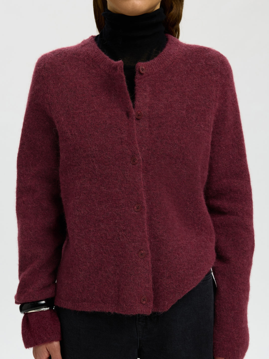 SLWLULU NEW LS KNIT CARDIGAN NOOS, Tawny Port/MELANGE 198345001 Bild 6