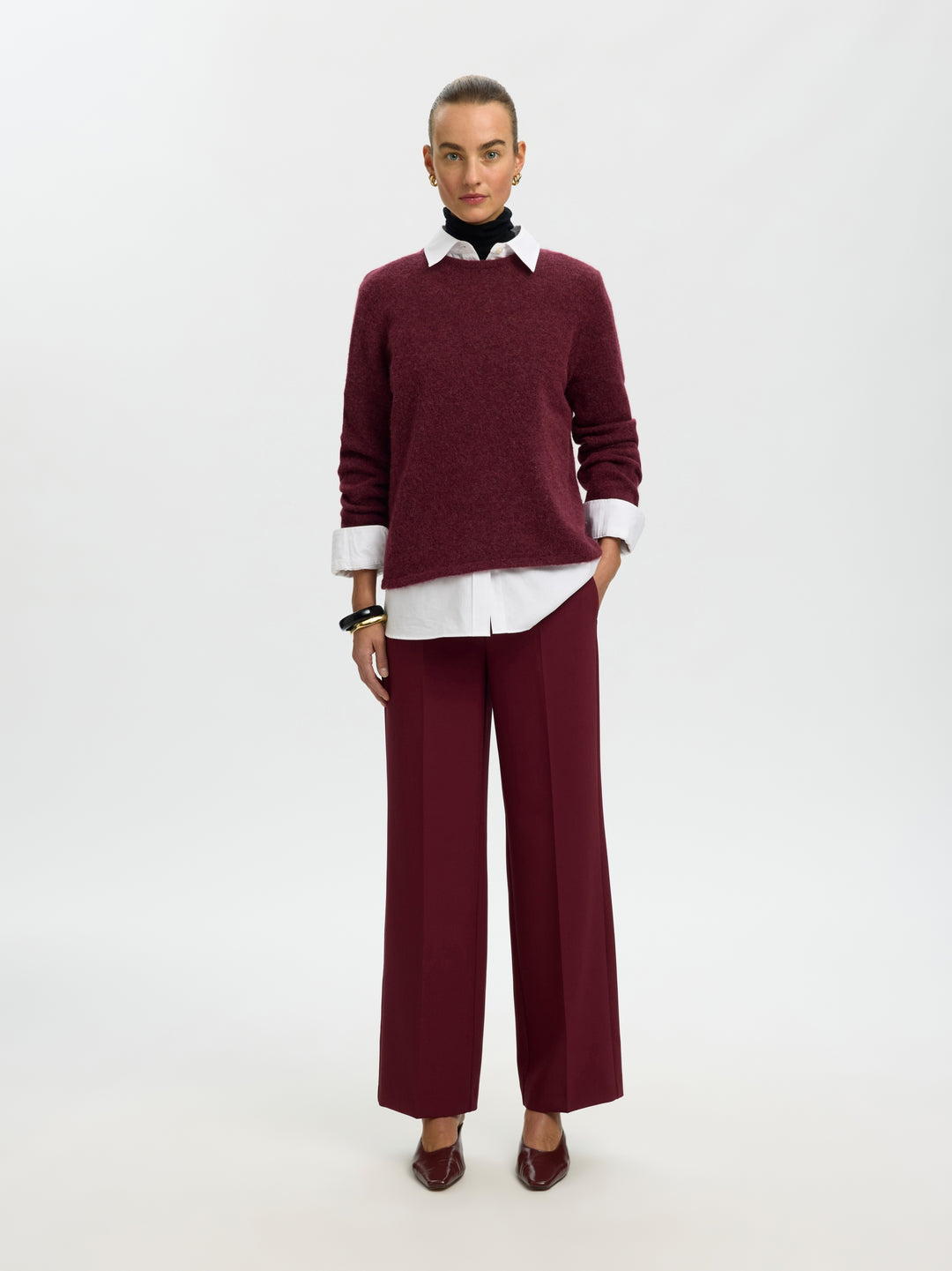 SLWLULU NEW LS KNIT O-NECK NOOS, Tawny Port/MELANGE 198345001 Bild 4