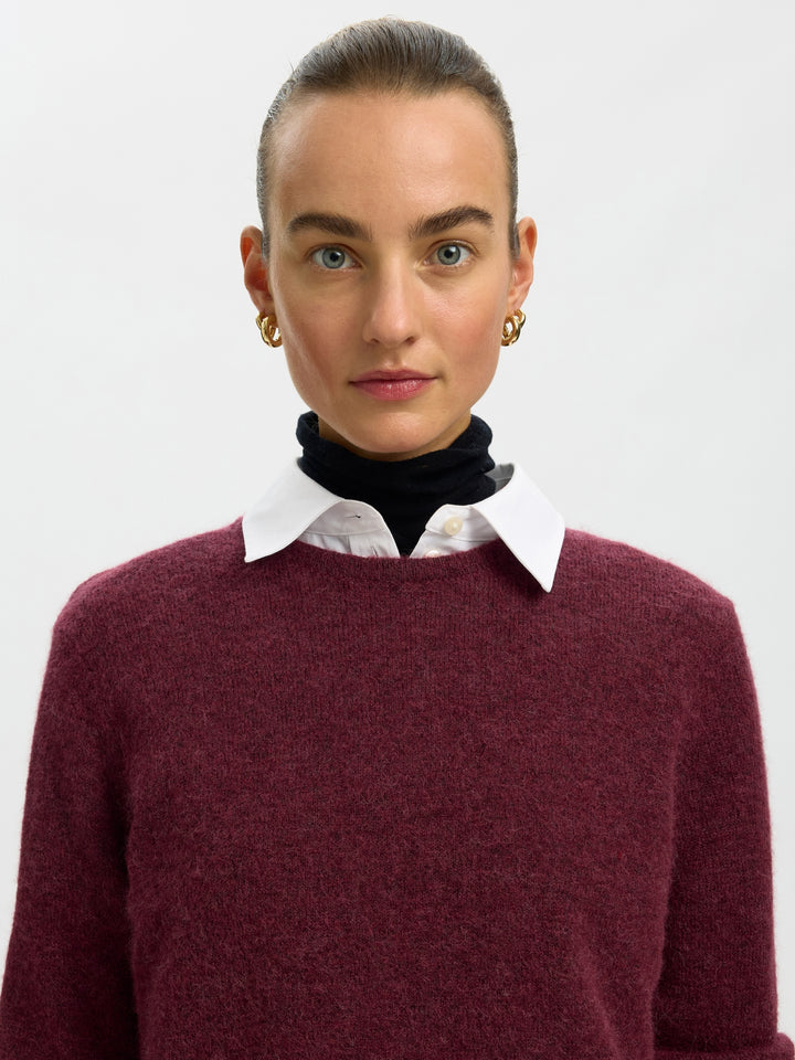 SLWLULU NEW LS KNIT O-NECK NOOS, Tawny Port/MELANGE 198345001 Bild 5