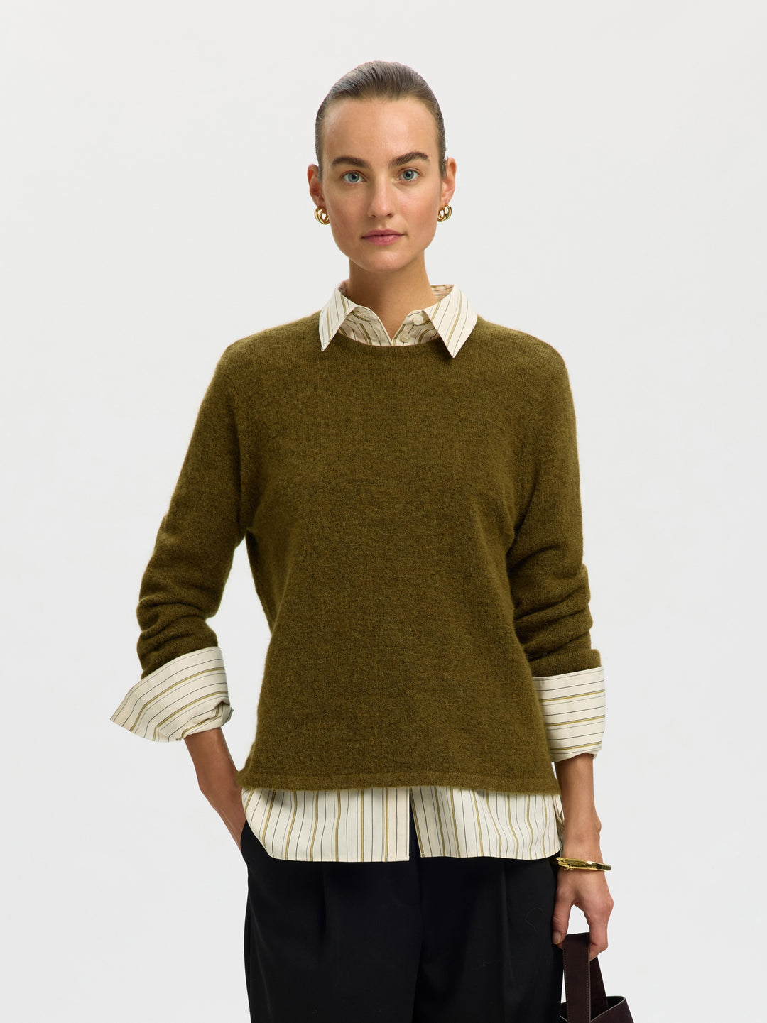 SLWLULU NEW LS KNIT O-NECK NOOS, Fir Green/MELANGE 261815001 Bild 2
