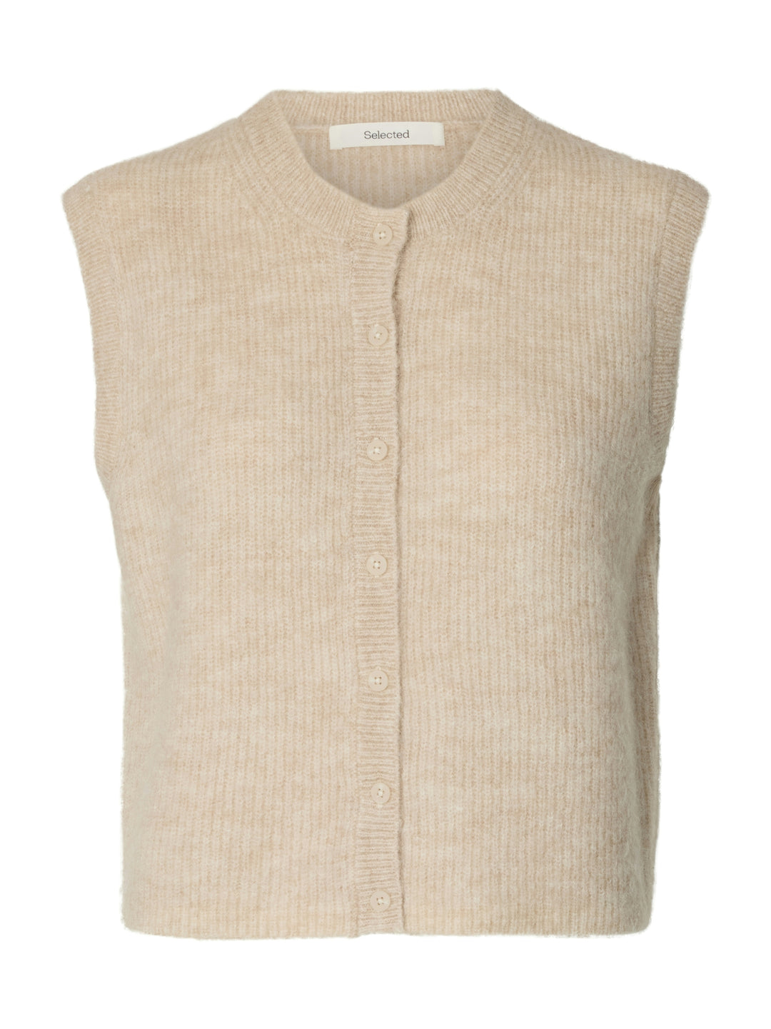 SLWLULU SL BUTTON O-NECK VEST NOOS, Birch/Melange 179771001 Bild 1