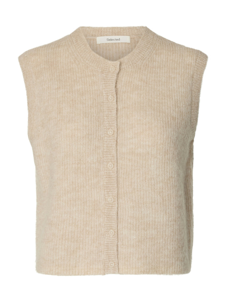 SLWLULU SL BUTTON O-NECK VEST NOOS, Birch/Melange 179771001 Bild 1