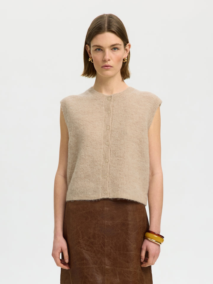 SLWLULU SL BUTTON O-NECK VEST NOOS, Birch/Melange 179771001 Bild 2