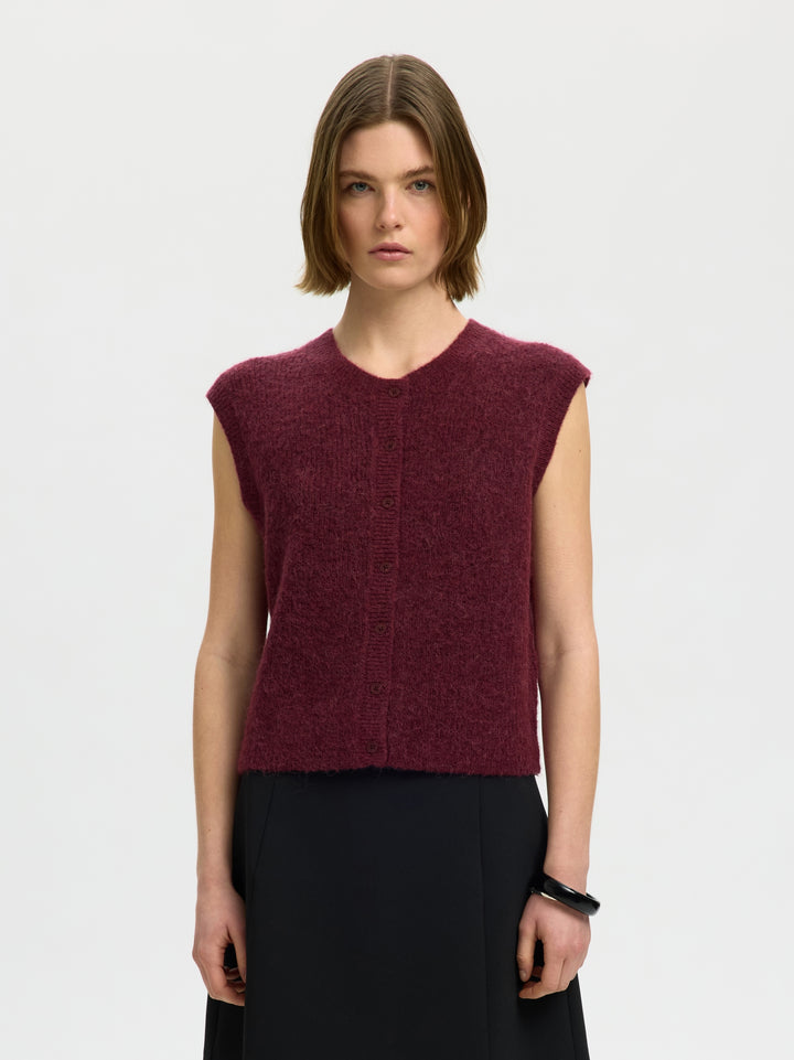 SLWLULU SL BUTTON O-NECK VEST NOOS, Tawny Port/Melange 198345001 Bild 2
