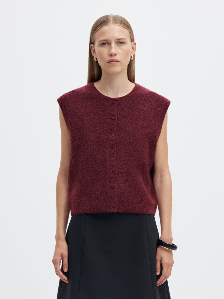 SLWLULU SL BUTTON O-NECK VEST NOOS, Tawny Port/Melange 198345001 Bild 2