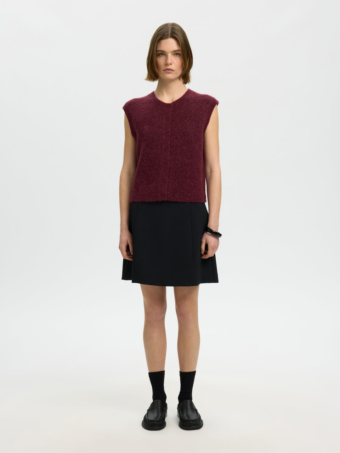 SLWLULU SL BUTTON O-NECK VEST NOOS, Tawny Port/Melange 198345001 Bild 3