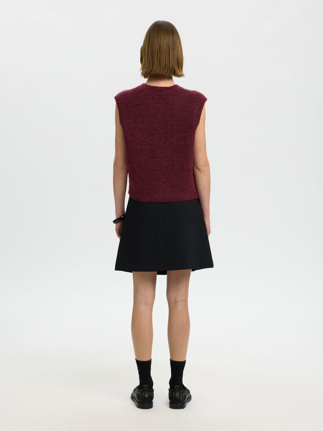 SLWLULU SL BUTTON O-NECK VEST NOOS, Tawny Port/Melange 198345001 Bild 4