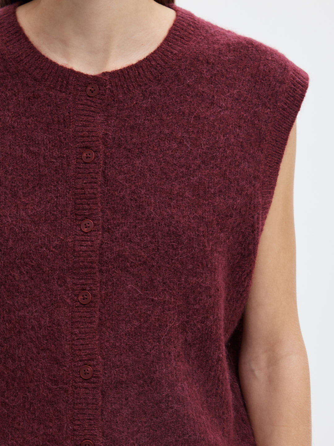 SLWLULU SL BUTTON O-NECK VEST NOOS, Tawny Port/Melange 198345001 Bild 5