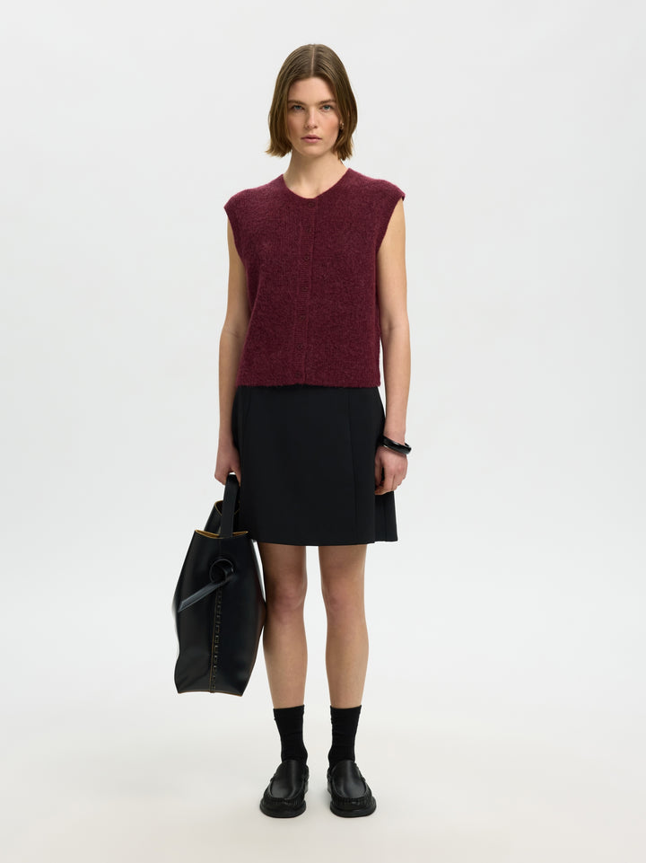 SLWLULU SL BUTTON O-NECK VEST NOOS, Tawny Port/Melange 198345001 Bild 6