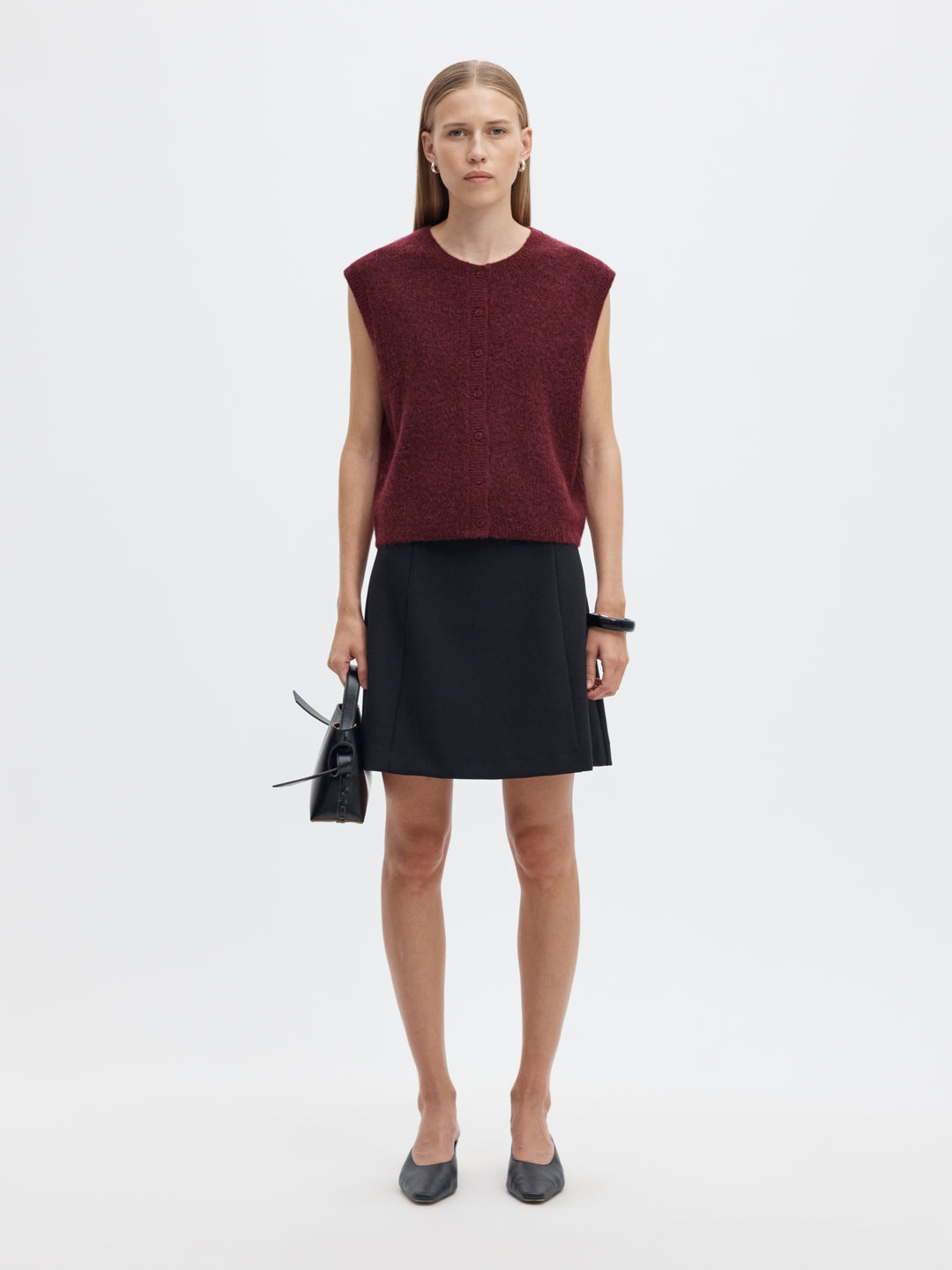 SLWLULU SL BUTTON O-NECK VEST NOOS, Tawny Port/Melange 198345001 Bild 6