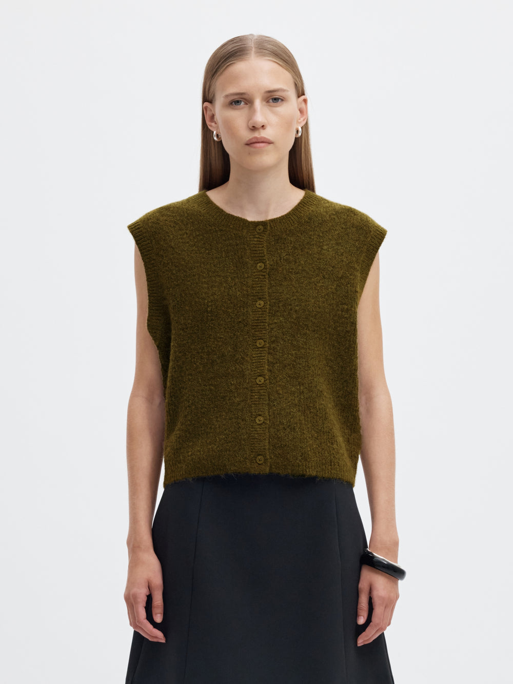 SLWLULU SL BUTTON O-NECK VEST NOOS, Fir Green/Melange 261815001 Bild 2