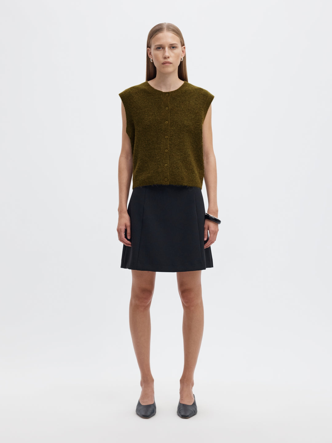 SLWLULU SL BUTTON O-NECK VEST NOOS, Fir Green/Melange 261815001 Bild 4