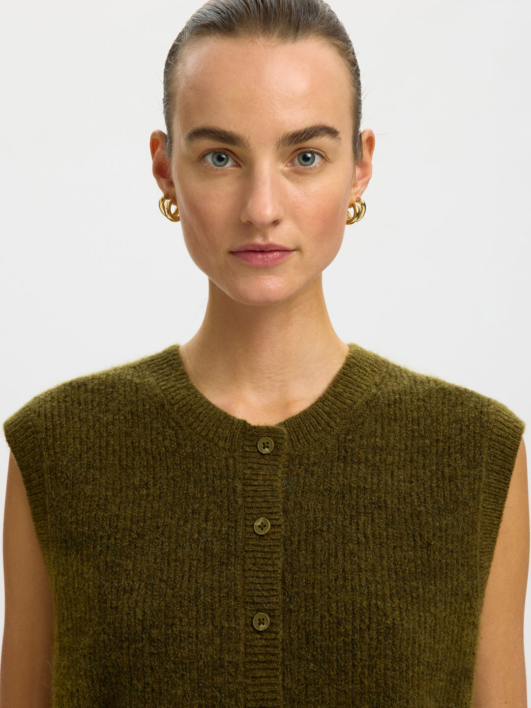SLWLULU SL BUTTON O-NECK VEST NOOS, Fir Green/Melange 261815001 Bild 5
