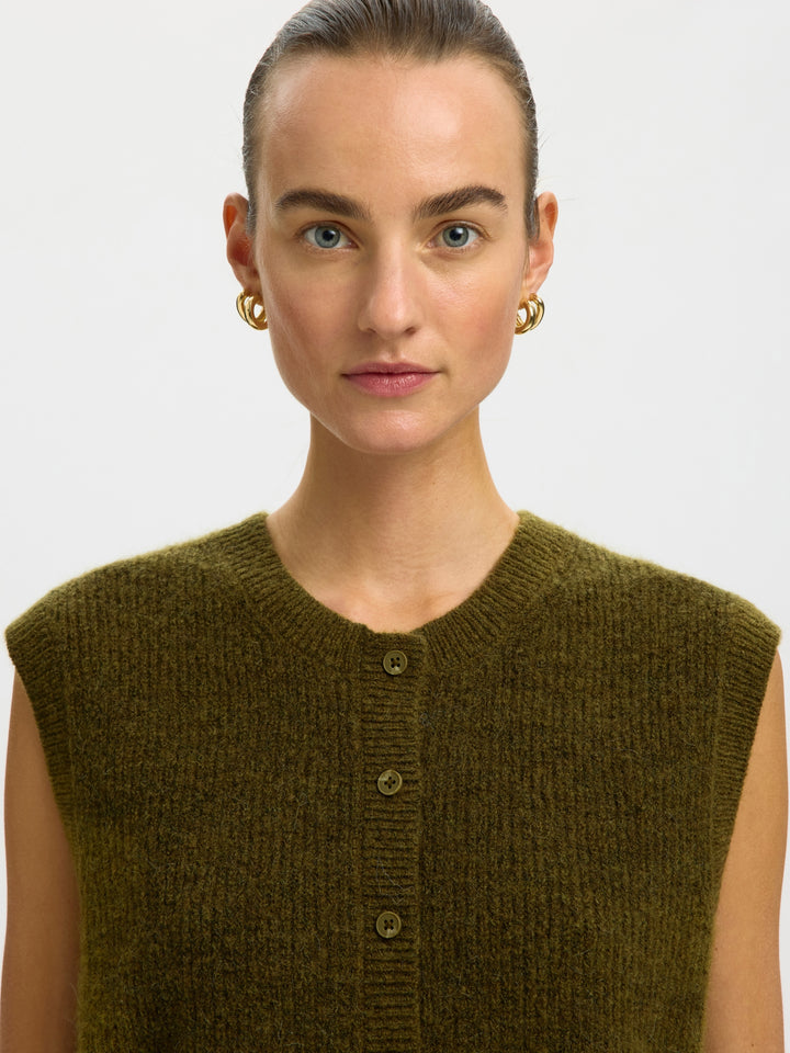 SLWLULU SL BUTTON O-NECK VEST NOOS, Fir Green/Melange 261815001 Bild 5