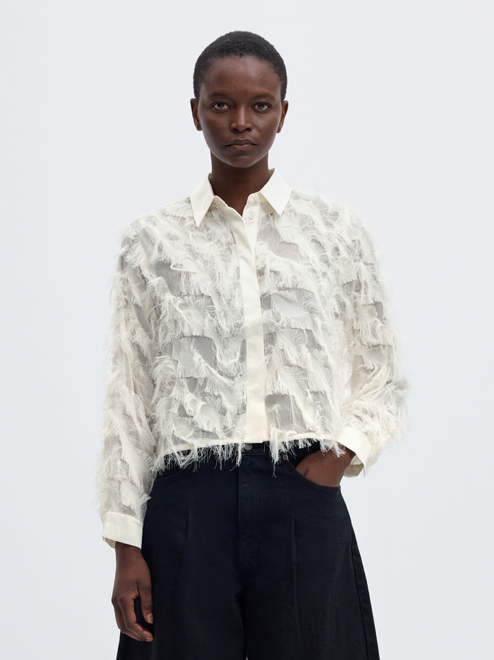 SLWMYLINE LS FLUFFY CROPPED SHIRT B, Egret 178372 Bild 2