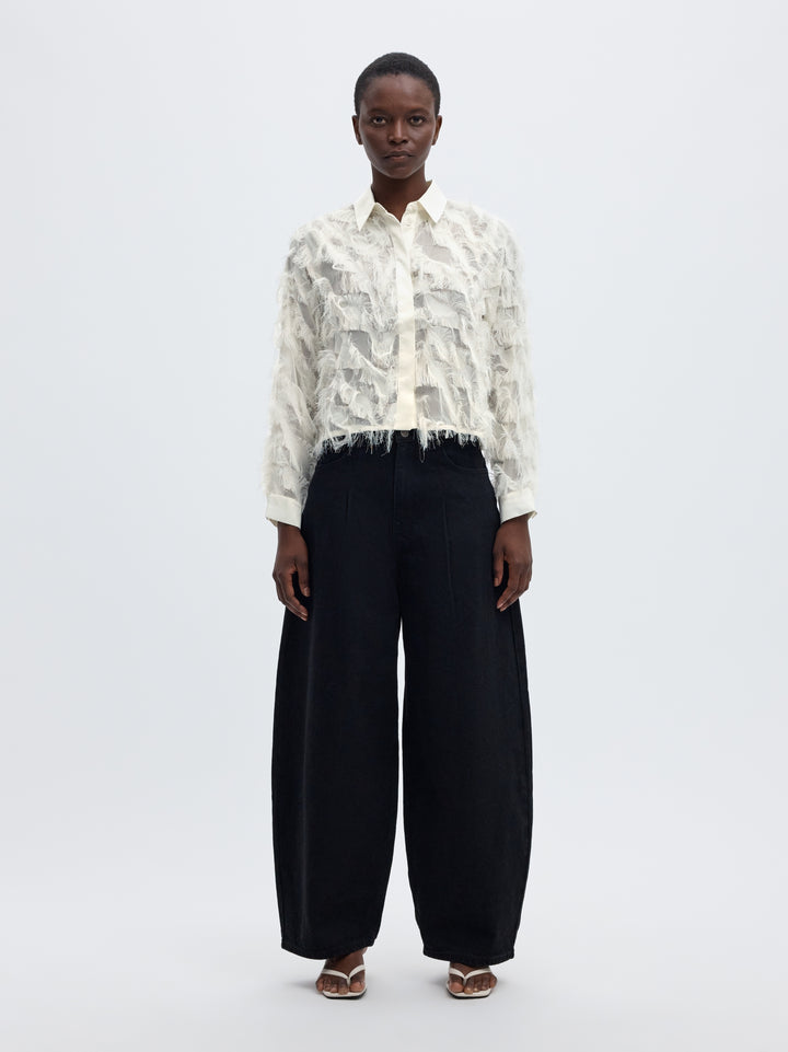SLWMYLINE LS FLUFFY CROPPED SHIRT B, Egret 178372 Bild 4