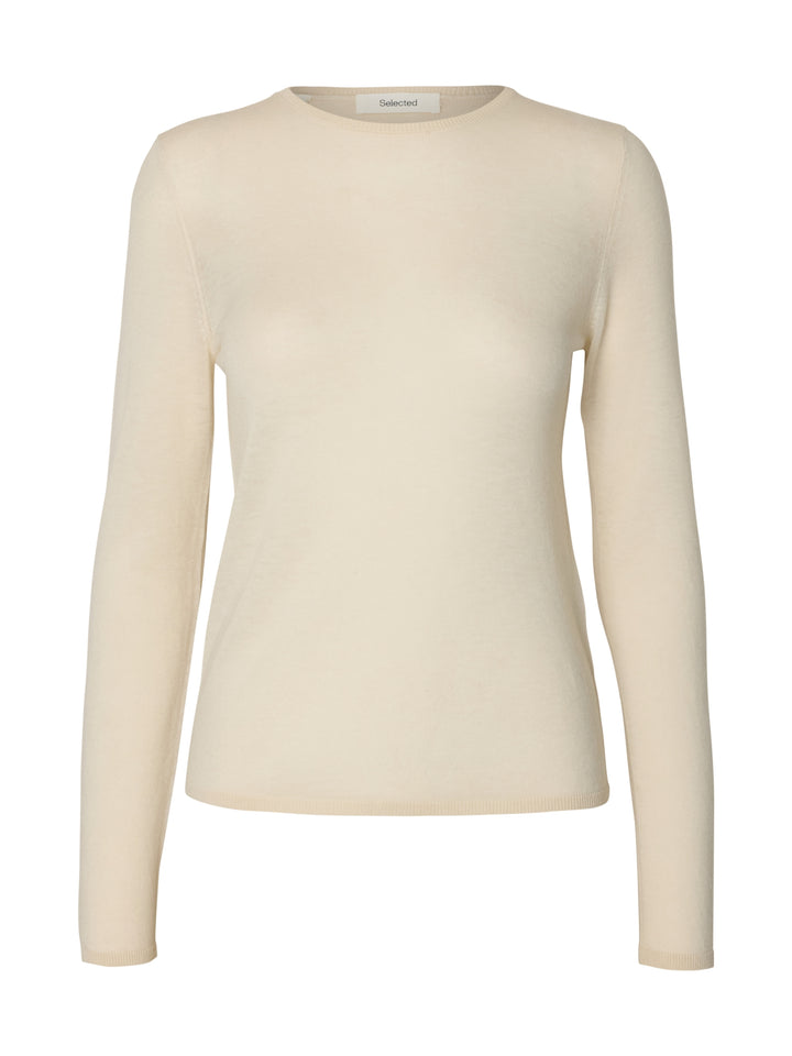 SLWVENDY LS KNIT WOOL O-NECK NOOS, Birch 179771 Bild 1