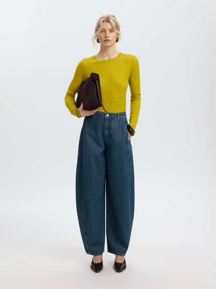 SLWVENDY LS KNIT WOOL O-NECK NOOS, Avocado Oil 306985 Bild 5