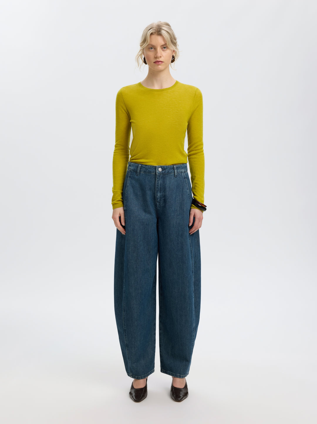 SLWVENDY LS KNIT WOOL O-NECK NOOS, Avocado Oil 306985 Bild 6